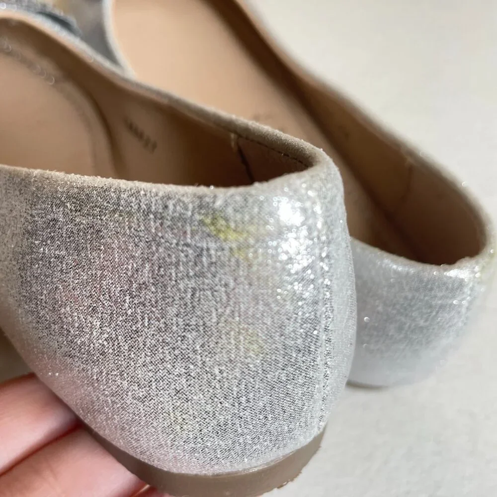 KidExpress Silver Glitter Bow Ballet Flats Size EU 31